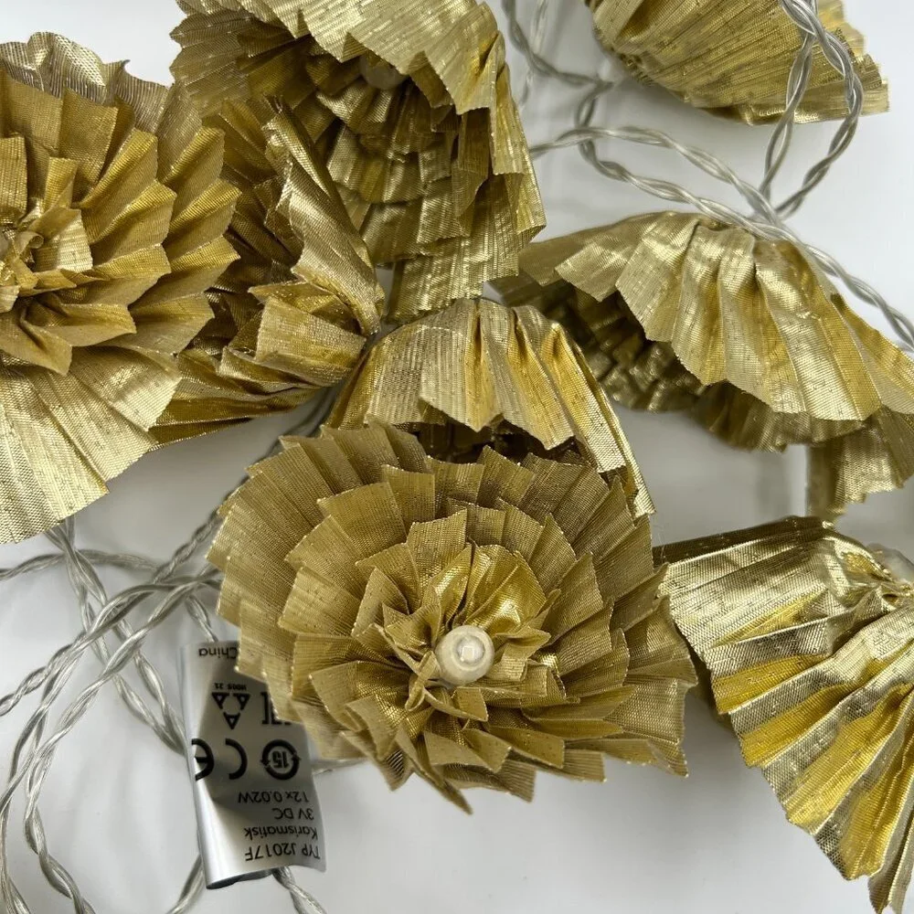 Ikea Karismatisk String Lights Gold Foil Flower Battery Operated